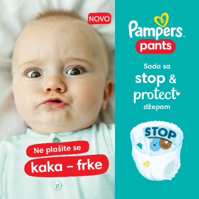 Aktivne bebe su srećne bebe sa novim Pampers Pants pelenama sa Stop & Protect džepom
